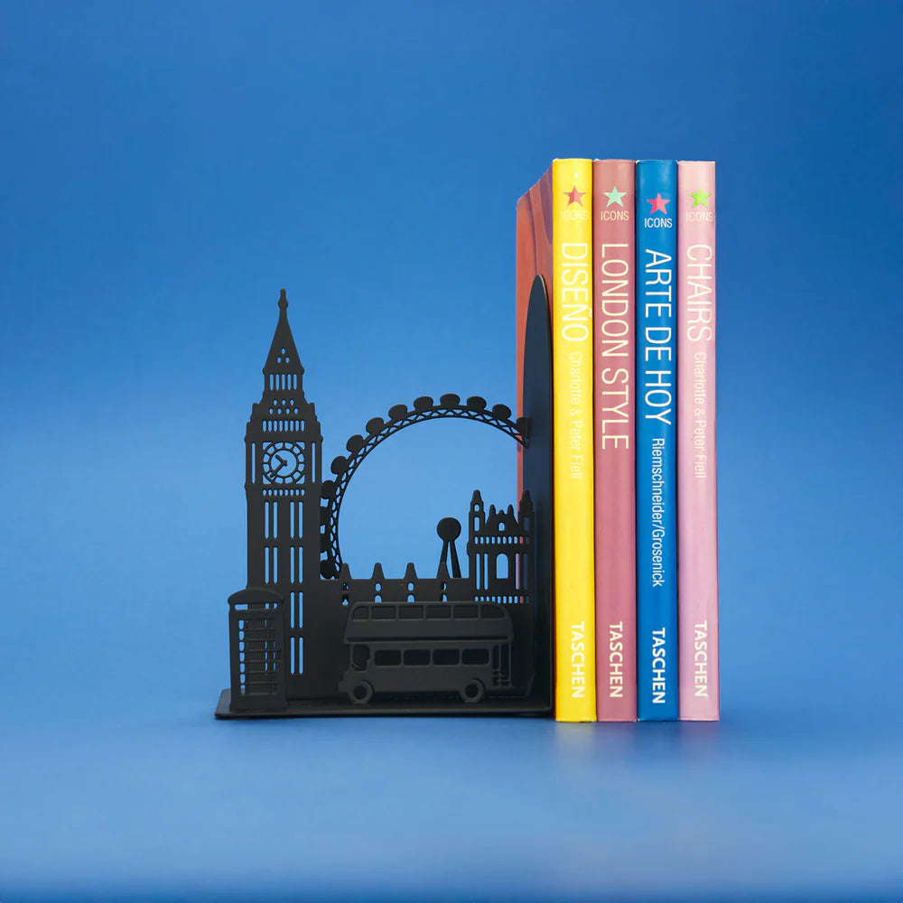 Sujeta libros diseño  Londres - Metal
